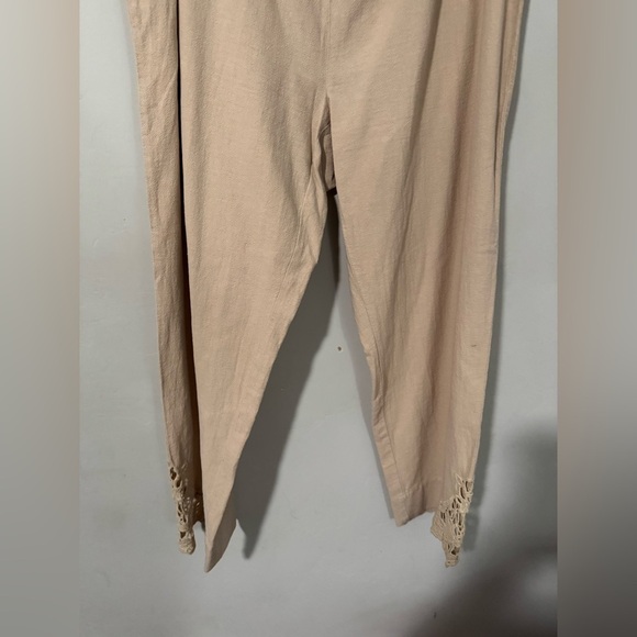 Soft Surroundings - Tan Pants with lace cuffs - Picture 2 of 6